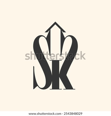 SK initial letter abstract logo