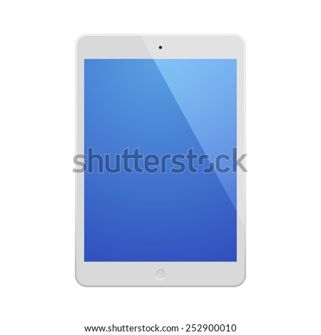 White Tablet Computer with blue display. Illustration Similar To iPad.