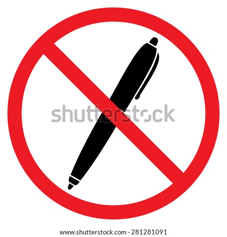 No Pen sign icon. Do not write. Red prohibition sign. Stop symbol
