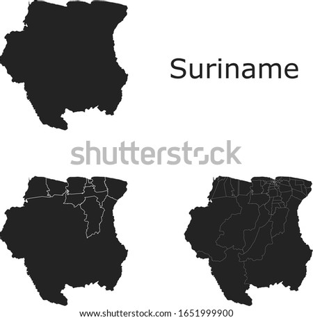 Suriname vector maps with administrative regions, municipalities, departments, borders