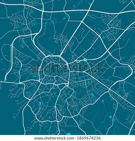 Detailed map of Aachen city administrative area. Royalty free vector illustration. Cityscape panorama. Decorative graphic tourist map of Aachen territory.