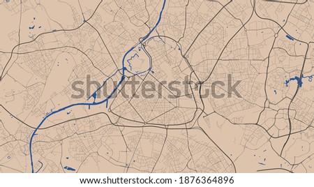 Detailed map of Lille city administrative area. Royalty free vector illustration. Cityscape panorama. Decorative graphic tourist map of Lille territory.