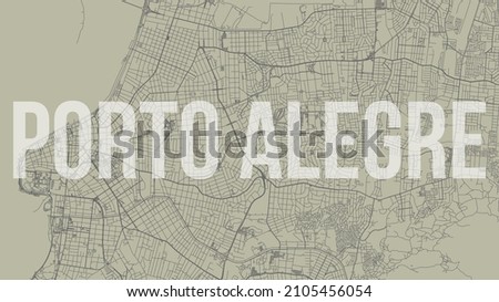 Porto Alegre map city poster, horizontal background vector map with opacity title. Municipality area street map. Widescreen Brazilian skyline panorama. Foto stock © 
