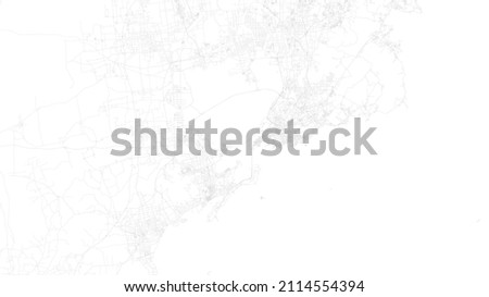 Qingdao map city poster province, white and grey horizontal background vector map. Municipality area road map. Widescreen Chinese skyline panorama.