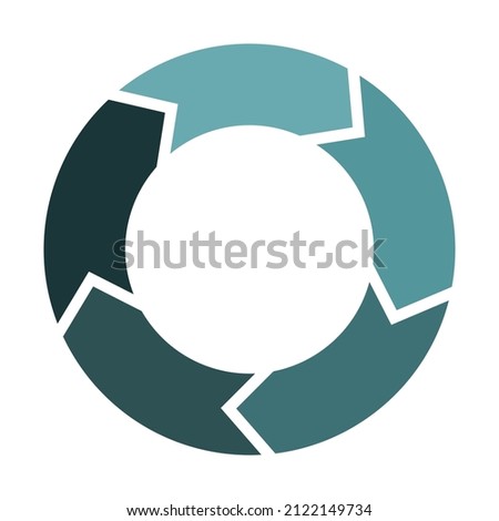 Renew and refresh circle with 5 arrows. Five elements forming circular symbol. Green color infographic diagram vector illustration.