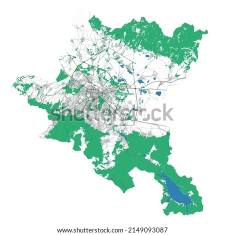 Sofia map. Detailed map of Sofia city administrative area. Cityscape panorama. Royalty free vector illustration. Outline map with highways, streets, rivers. Tourist decorative street map. ストックフォト © 