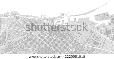 Urban city vector map of Barcelona. Vector illustration, Barcelona map grayscale black and white art poster. road map image with roads, metropolitan city area view.