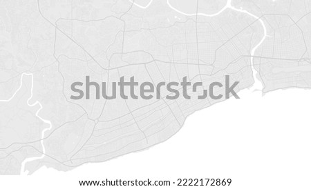 White and light grey Santo Domingo city area vector background map, roads and water illustration. Widescreen proportion, digital flat design roadmap.