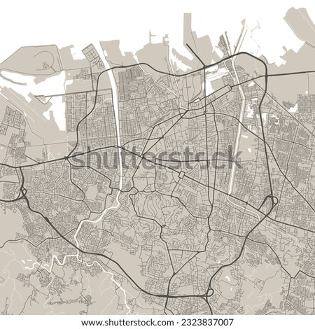 Vector map of Semarang, Indonesia. Urban city road map poster illustration. Semarang map art.