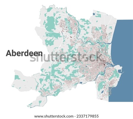 Aberdeen city map, detailed administrative area with buildings