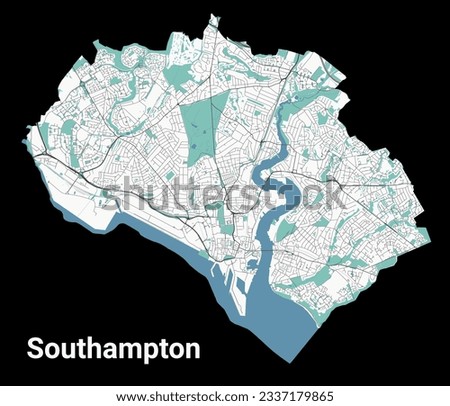 Southampton city map, detailed administrative area with border