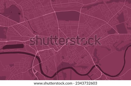 Preston map, pink streetmap poster of UK city