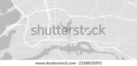 Background Oakland map, United States, white and light grey city poster. Vector map with roads and water. Widescreen proportion, digital flat design roadmap.