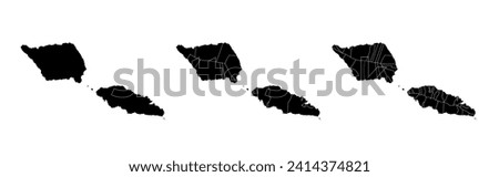 Set of state maps of Samoa with regions and municipalities division. Department borders, isolated vector maps on white background.