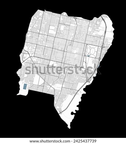 San Miguel de Tucuman map, city in Argentina. Municipal administrative area map with rivers and roads, parks and railways. Vector illustration.