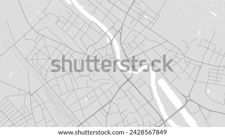 Background Tartu map, Estonia, white and light grey city poster. Vector map with roads and water. Widescreen proportion, digital flat design roadmap.