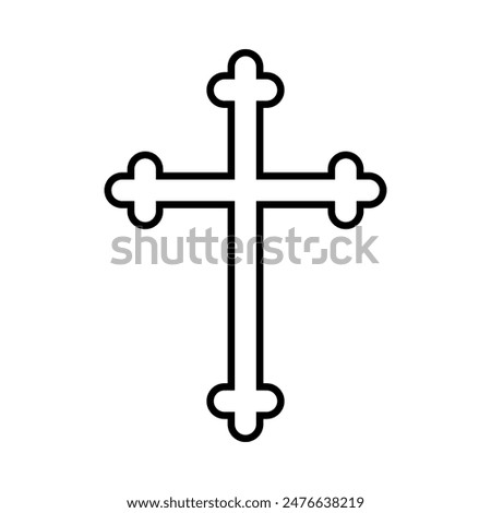 Cross icon, Christian symbol, outline shape