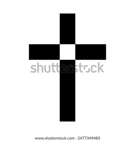 Simple cross icon, Christian cross symbol, outline shape