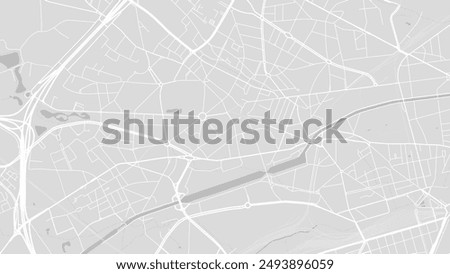 Background Anderlecht map, Belgium, white and light grey city poster with roads and water. Widescreen proportion, digital flat design roadmap.