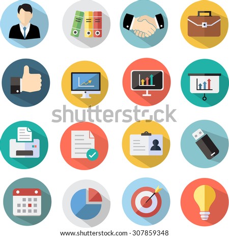 Business  Office flat icon set