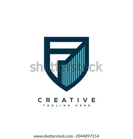 Letter F Logo shield design template elements