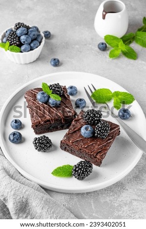 Similar – Foto Bild Stapel von Brownies mit gefrorenen Himbeeren. Schokoladenkuchen-Haufen