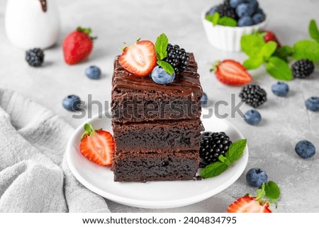 Similar – Image, Stock Photo Chocolate dessert with blueberries