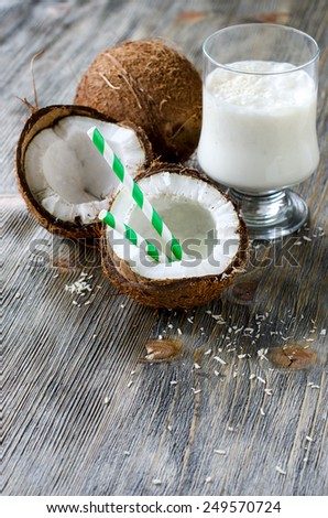 Fresh sweet healthy coconut milk shake vertical