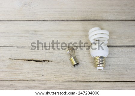 Help save energy,Old bulbs on the wooden floor