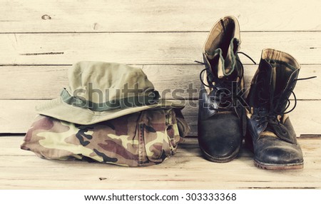 military caps,military boots and military shirt