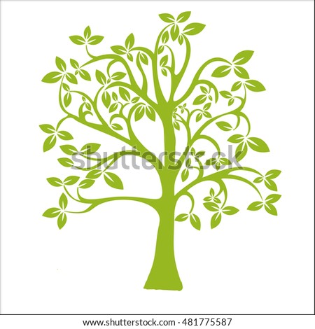 Green Tree Isolated On White Background. Vector Illustration