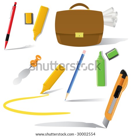 office objects in use set(vector, CMYK)