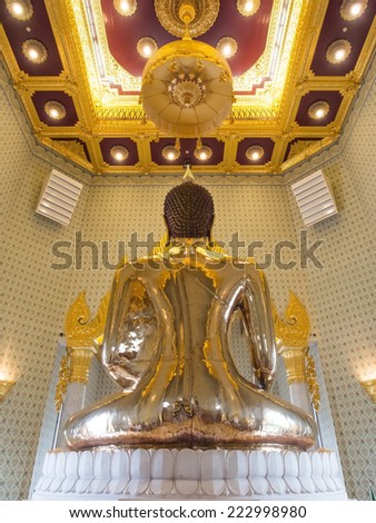 BANGKOK, THAILAND - OCTOBER 5: The World largest golden buddha in Golden temple in Bangkok was taken on October 5,2014.