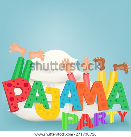 Invitation card. Pajama party concept. Human parts
