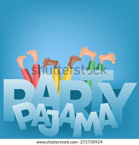 Invitation card. Pajama party concept. Human parts