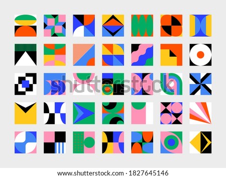 Abstract vector shapes collection of bold graphics elements and simple geometrical forms, useful for web design, poster art, decorative print, invitation letter, background. Foto stock © 