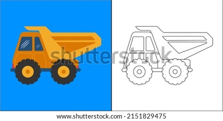 Truck construction suitable for children's coloring page vector illustration