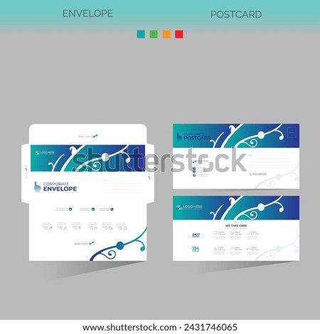 vector made envelope and postcard for any best company use