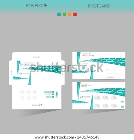 vector made envelope and postcard for any best company use