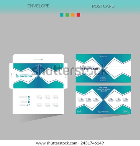 vector made envelope and postcard for any best company use