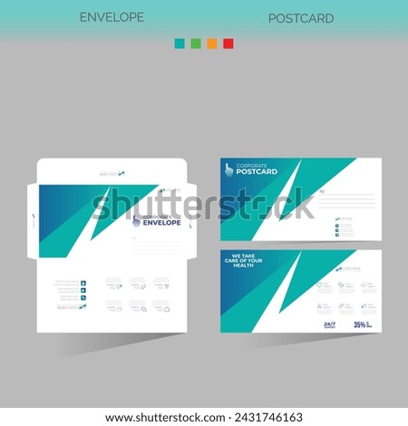 vector made envelope and postcard for any best company use