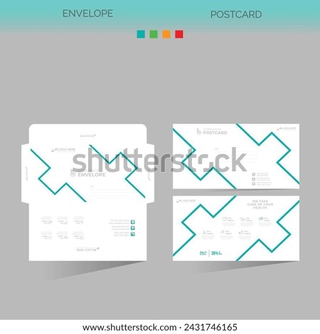 vector made envelope and postcard for any best company use