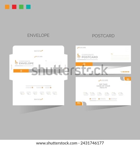 vector made envelope and postcard for any best company use