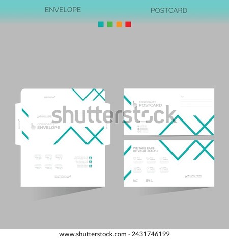 vector made envelope and postcard for any best company use