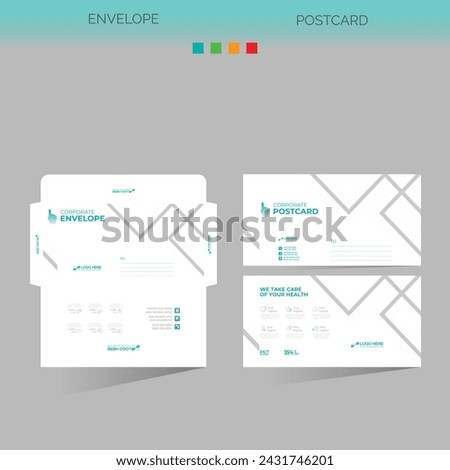 vector made envelope and postcard for any best company use