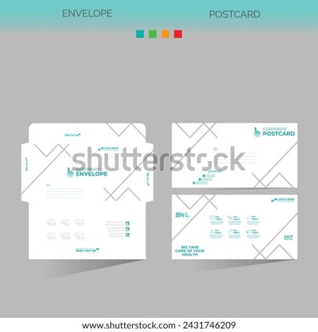 vector made envelope and postcard for any best company use