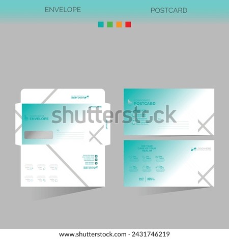 vector made envelope and postcard for any best company use