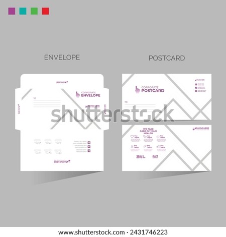 vector made envelope and postcard for any best company use