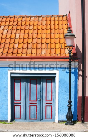 Facade of a very blue house