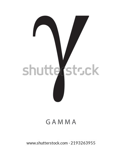 Gamma lowercase symbol, third letter of the Greek alphabet, value of three, finance and mathematics symbol